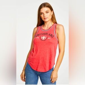 NWT Chaser Women’s Switzerland Athletic Burnout Tank Top - Red